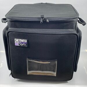 Crop In Style Scrapbooking Rolling Craft Bag Black Large Organizer Travel Tote